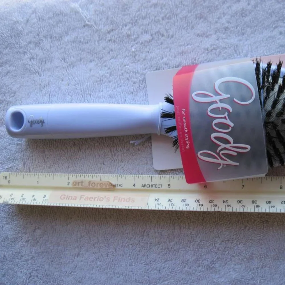 Goody Cushion Hair Brush Smooth Styling Soft Natural Boar Bristles White Plastic